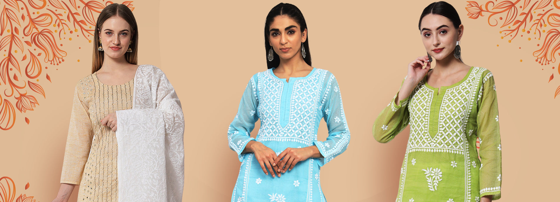 Indian Handmade Chikankari Kurta: Authentic Women's Ethnic