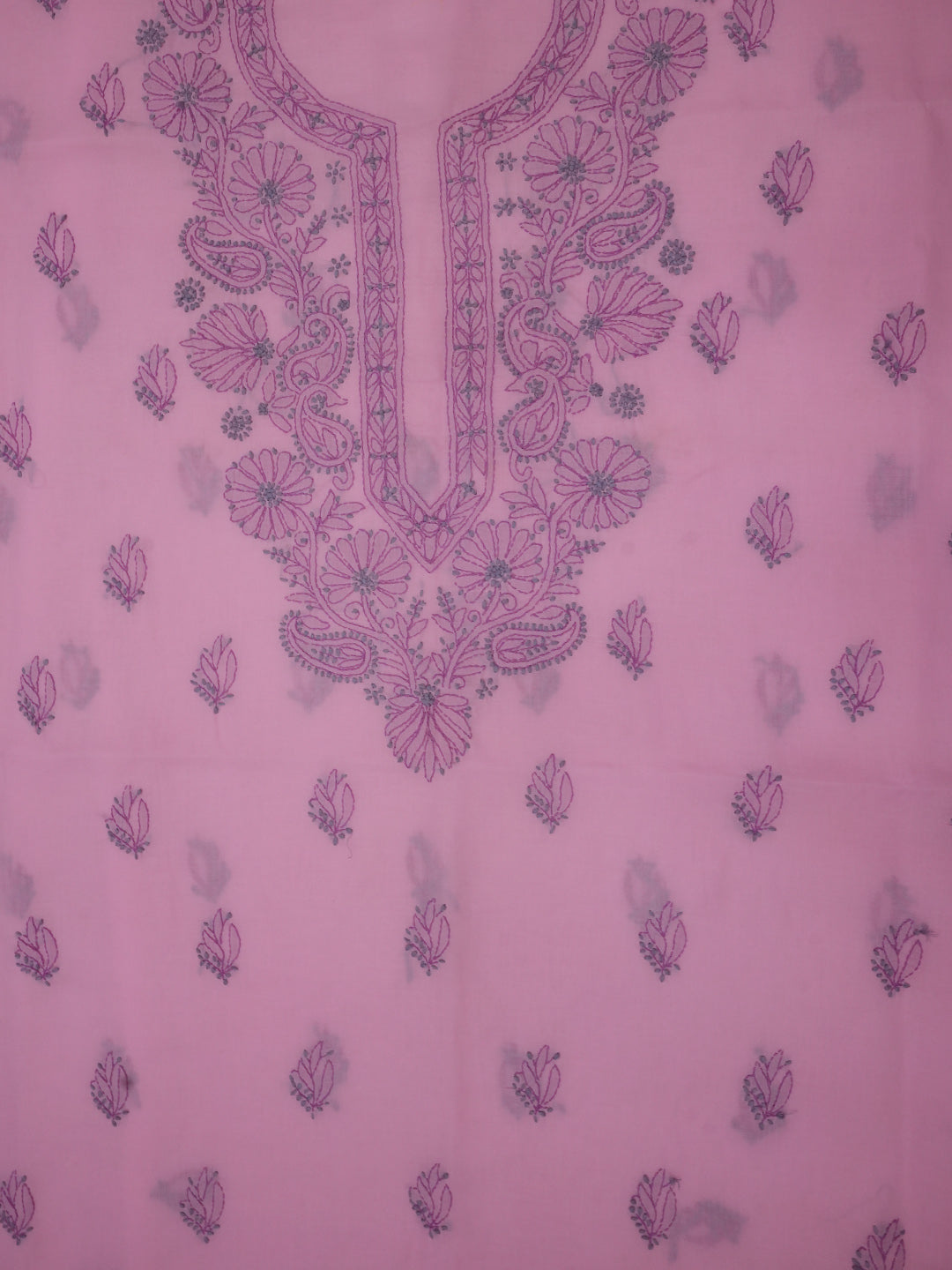 Hand Embroidered Chikankari Cotton Dress Material - PC3859