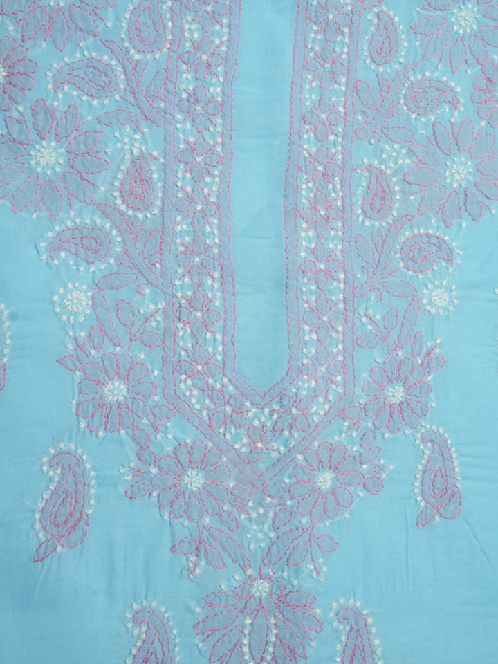 Hand Embroidered Chikankari Cotton Dress Material - PC3859