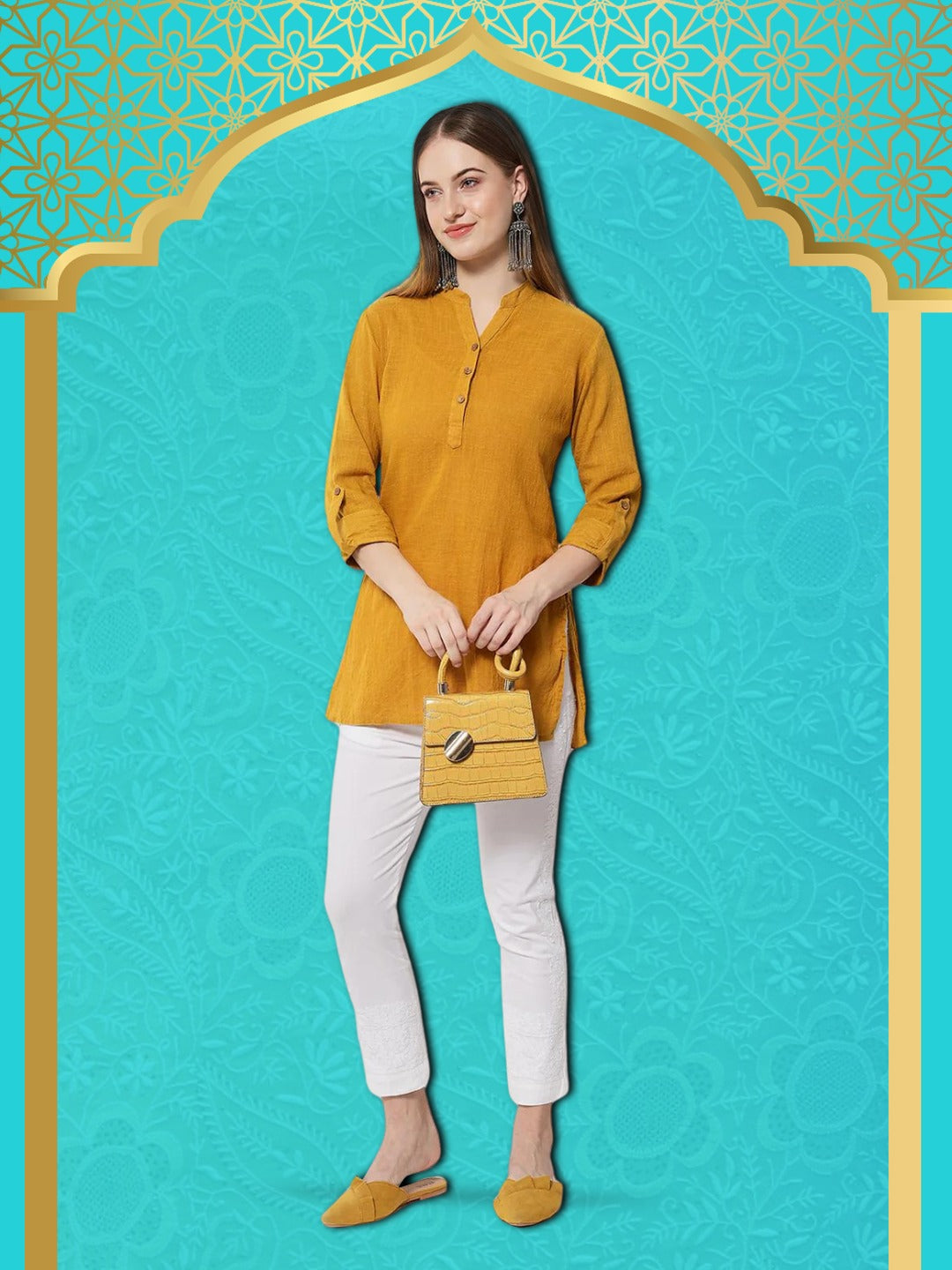 Pure Cotton Long Kurti Front Jaal