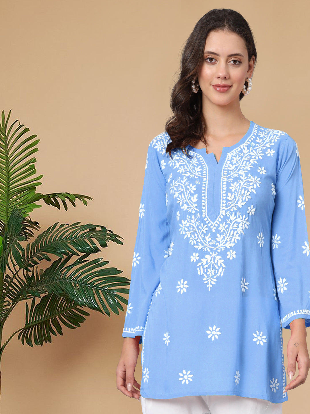 Women Hand Embroidered Chikankari Modal Kurti PC3611
