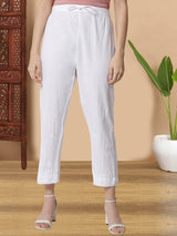 White Chikankari Cotton Palazzo Pants