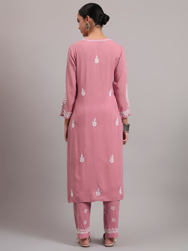 Women Hand Embroidered Chikankari Rayon kurta set PC4076KS