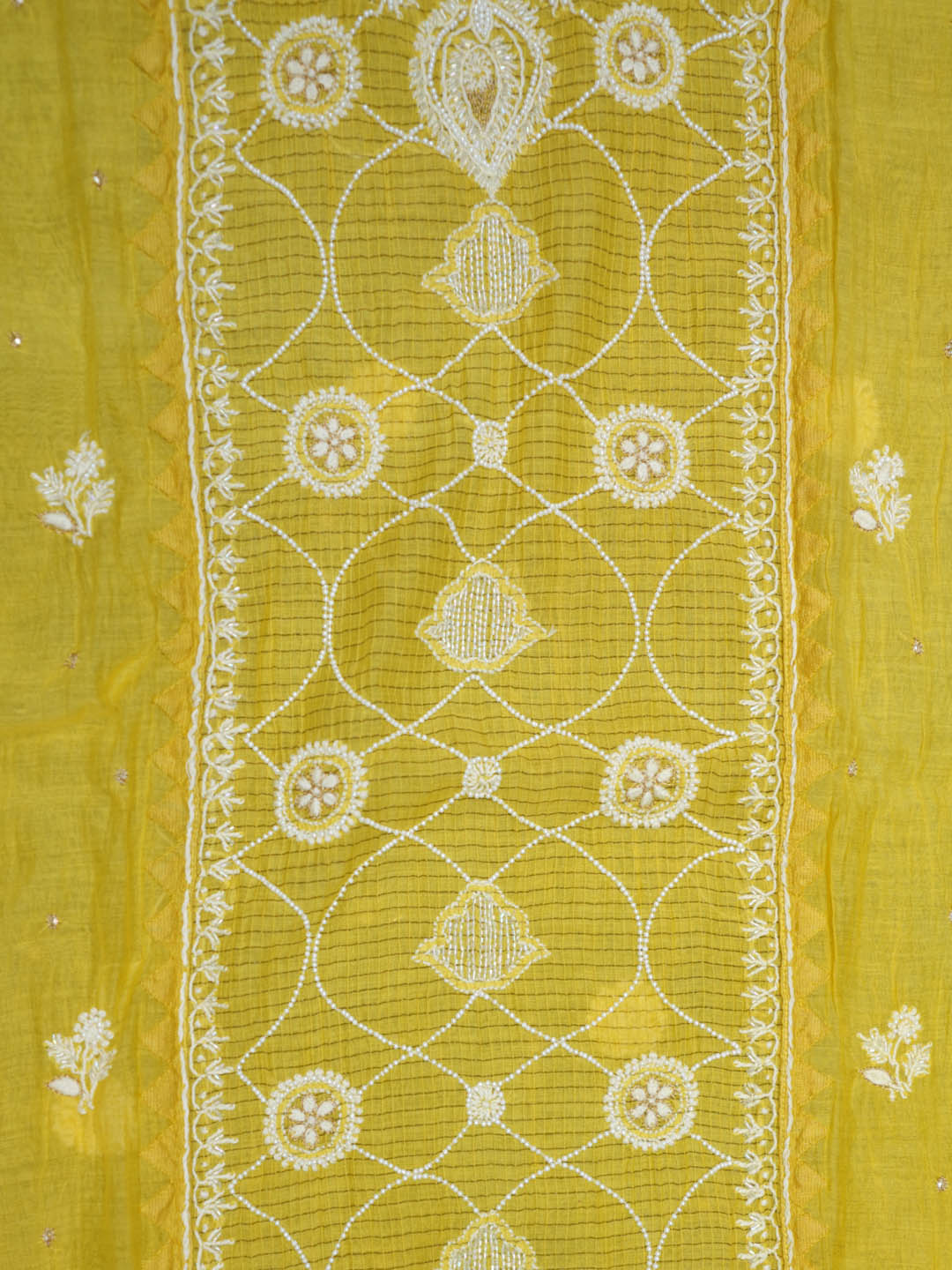 Women Hand Embroidered Chanderi Chikankari Dress Material PCSCA85201FS-YELLOW