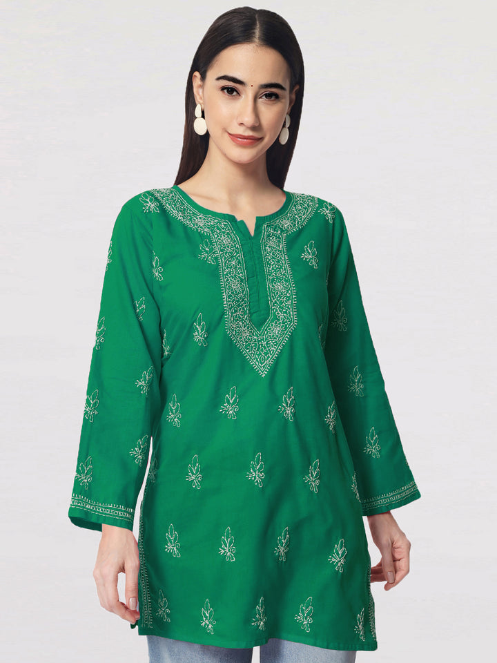 Women Hand Embroidered Chikankari Cotton Kurti PC3602