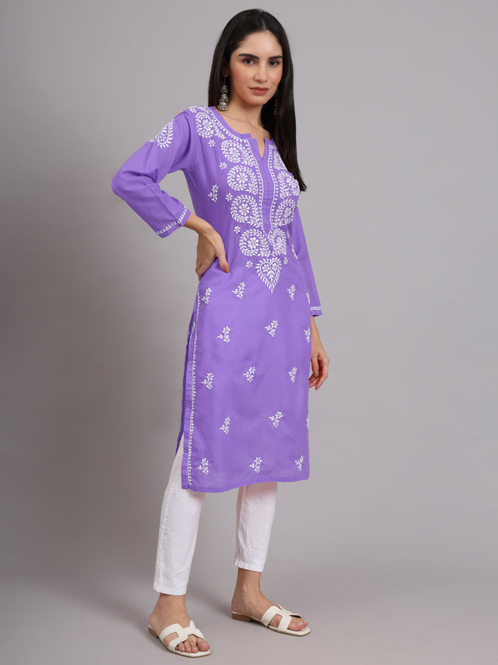 Women Hand Embroidered Lucknowi Chikankari Cotton Ethnic Motifs Kurta PC3997