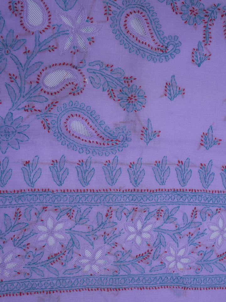 women hand embroidered chikankari cotton dressmaterial PC4120-PURPLE19