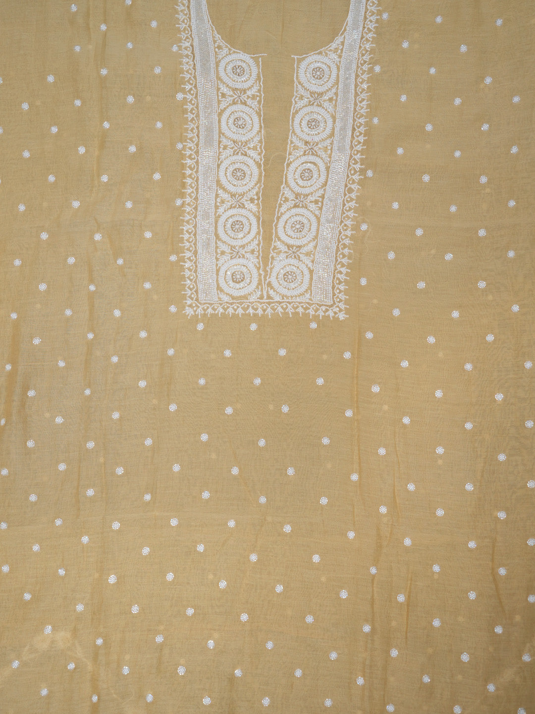 Women Hand Embroidered Chanderi Chikankari Dress Material PCSCA85205FS-BEIGE