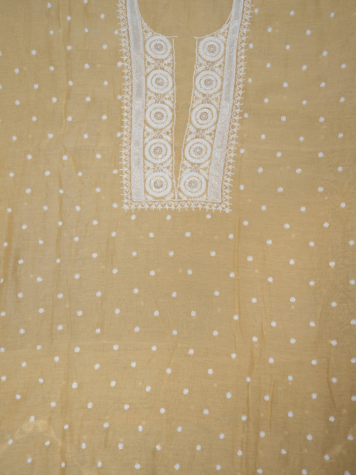 Women Hand Embroidered Chanderi Chikankari Dress Material PCSCA85205FS-BEIGE