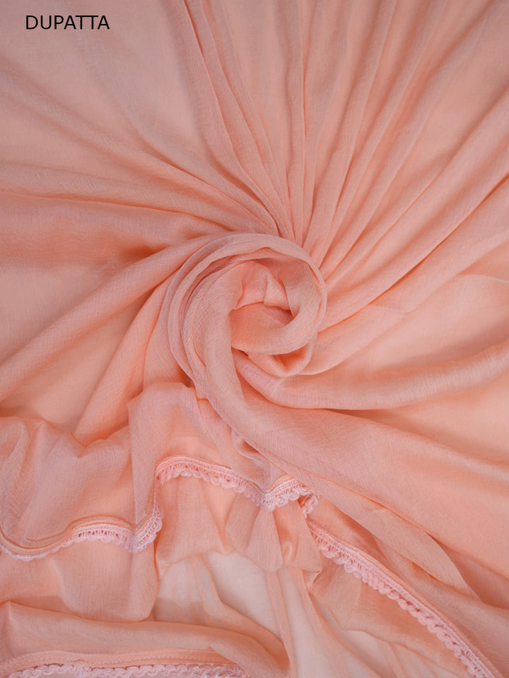 Women Hand Embroidered Chikankari Cotton Dressmaterial PCSCU00406FS-Peach