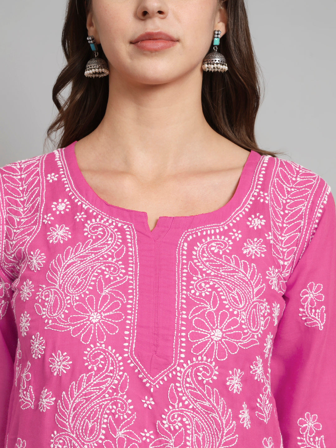 Women Hand Embroidered Chikankari Cotton Kurti PC3595