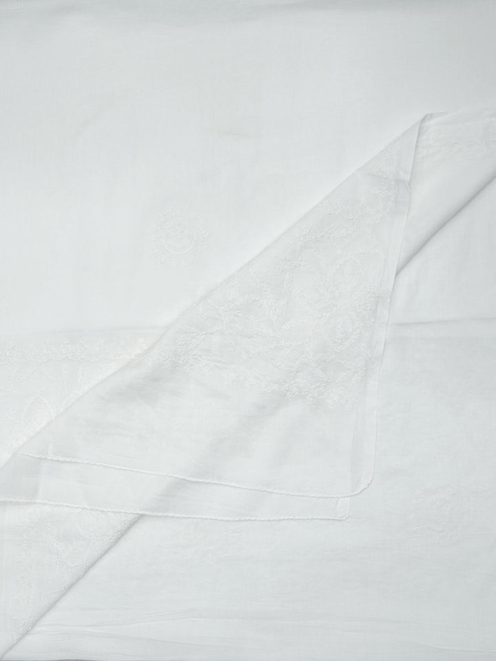 Women Hand Embroidered Cotton Chikankari Dupatta -PC4092