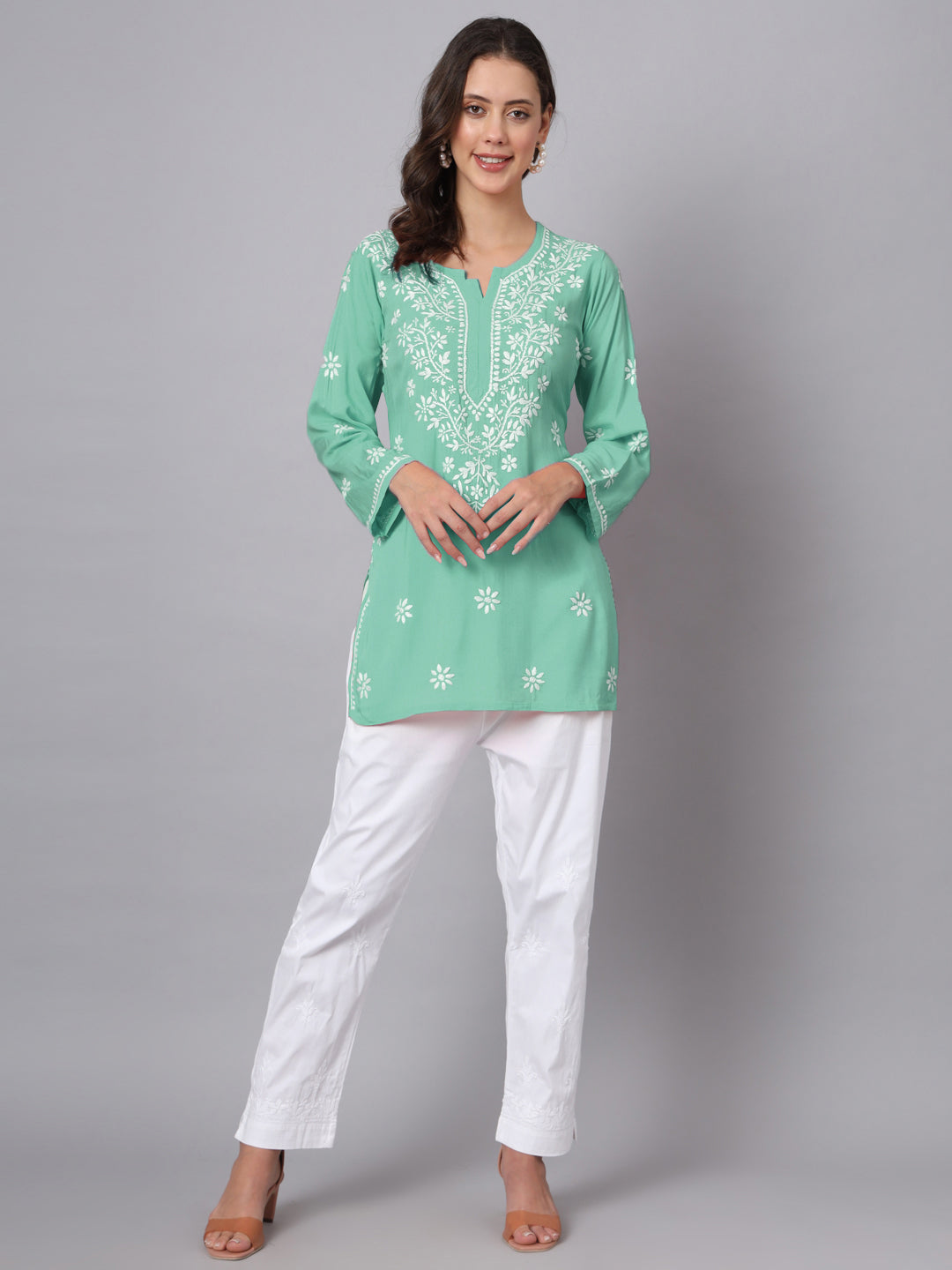 Women Hand Embroidered Chikankari Modal Kurti PC3611