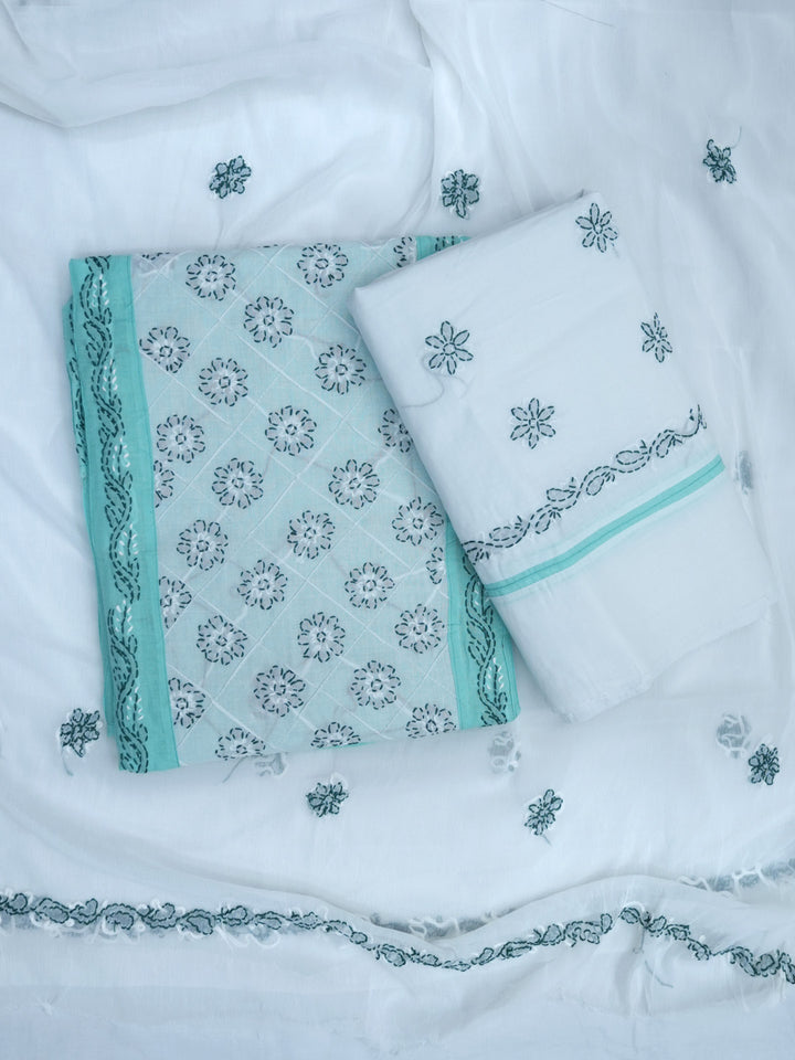 women hand embroidered chikankari cotton dressmaterial PC4120-LIGHTSEAGREEN25