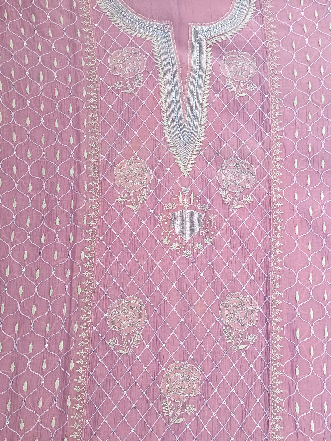 Women Hand Embroidered Chanderi Chikankari Dress Material PCSCA85201FS-PINK