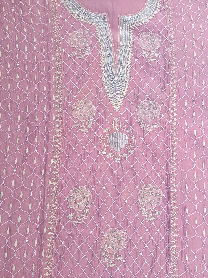 Women Hand Embroidered Chanderi Chikankari Dress Material PCSCA85201FS-PINK