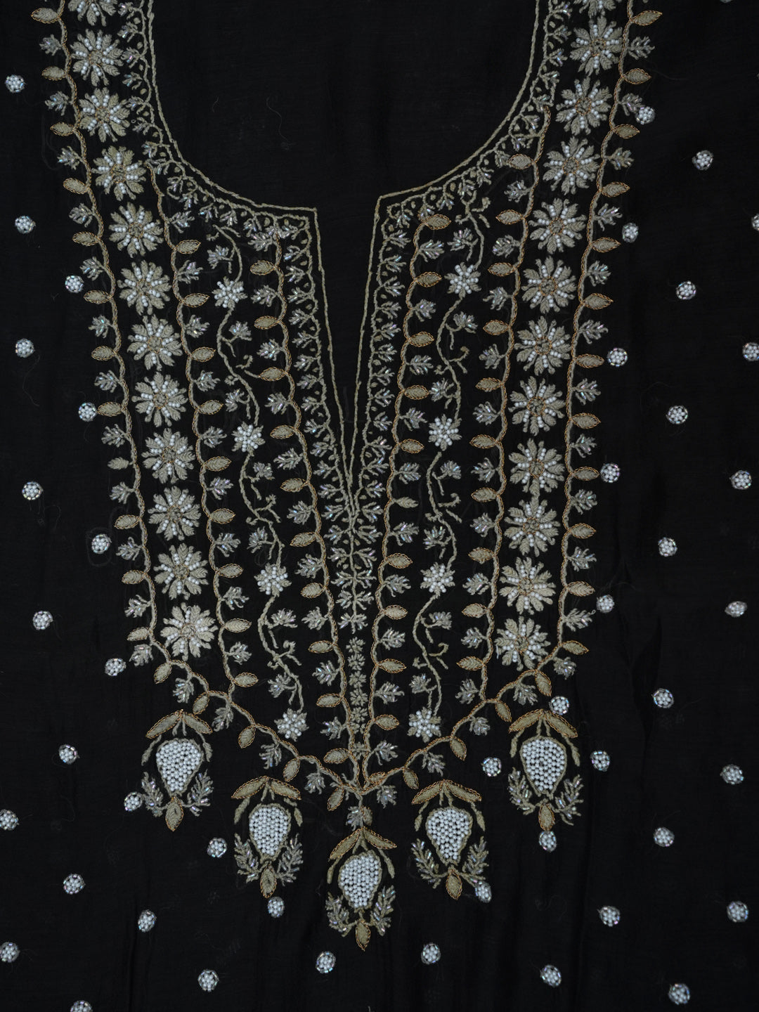 Women Hand Embroidered Chanderi Chikankari Dress Material PCSCA85205FS-BLACK