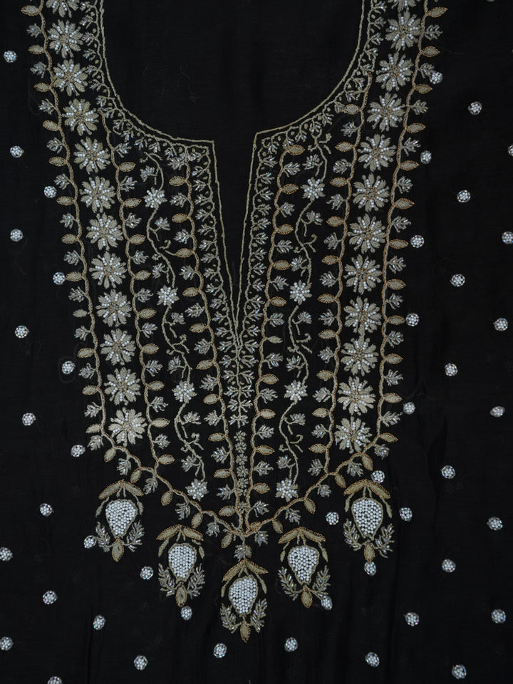 Women Hand Embroidered Chanderi Chikankari Dress Material PCSCA85205FS-BLACK