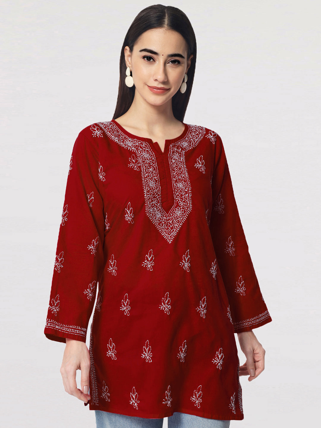 Women Hand Embroidered Chikankari Cotton Kurti PC3602