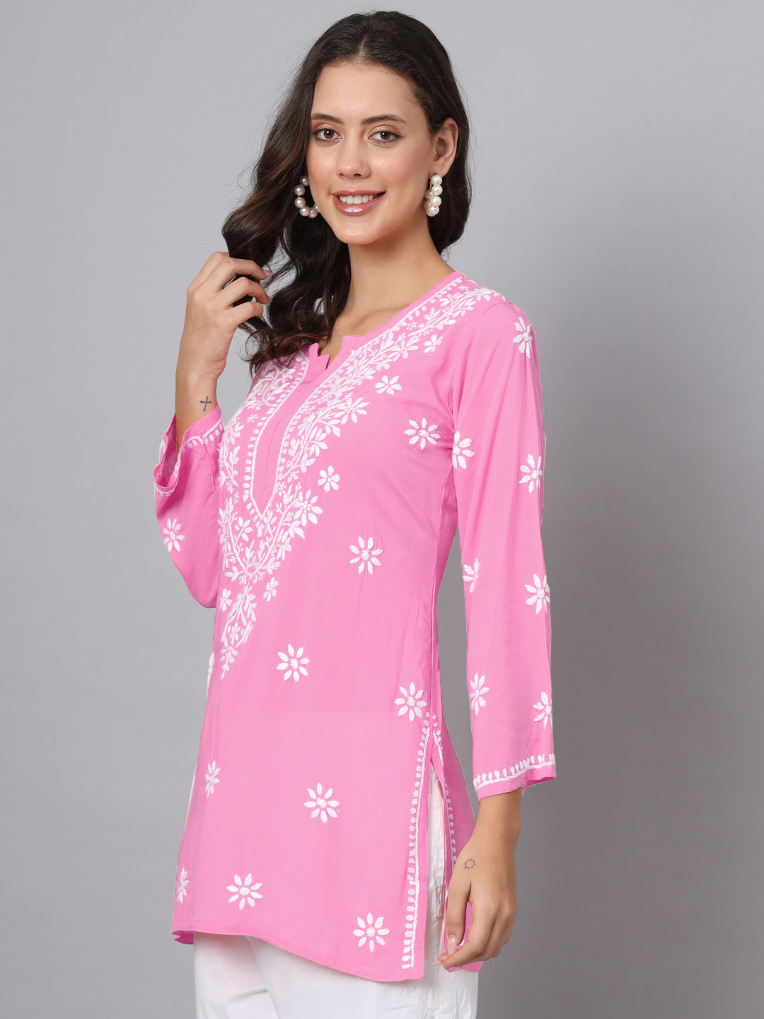 Women Hand Embroidered Chikankari Modal Kurti PC3611