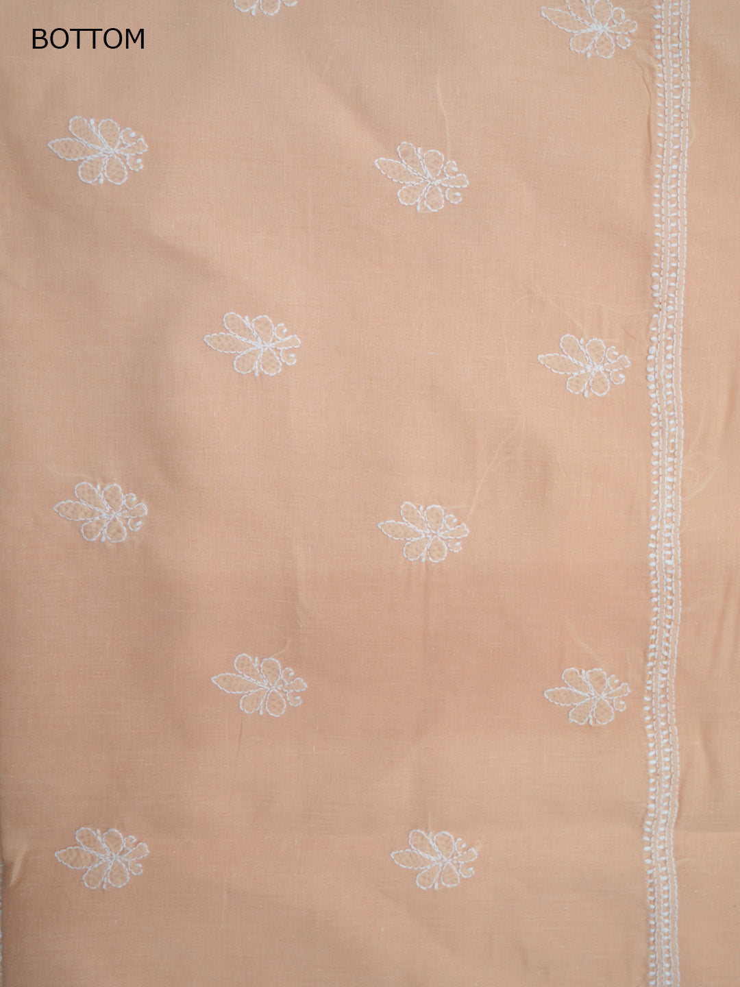 Women Hand Embroidered Chikankari Cotton DressMaterial PCSCU00104FS-PEACH