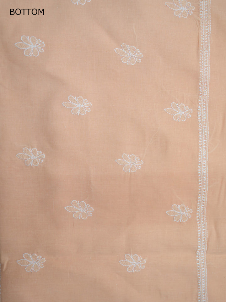 Women Hand Embroidered Chikankari Cotton DressMaterial PCSCU00104FS-PEACH