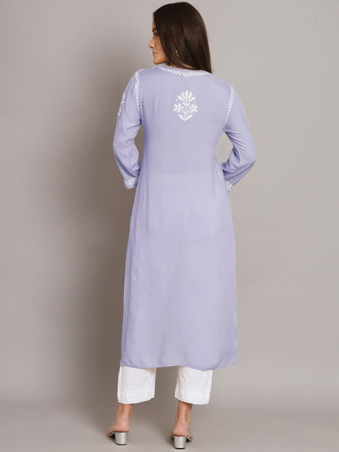 Women Hand Embroidered Chikankari Modal Straight Kurta- PC3659 Mauve