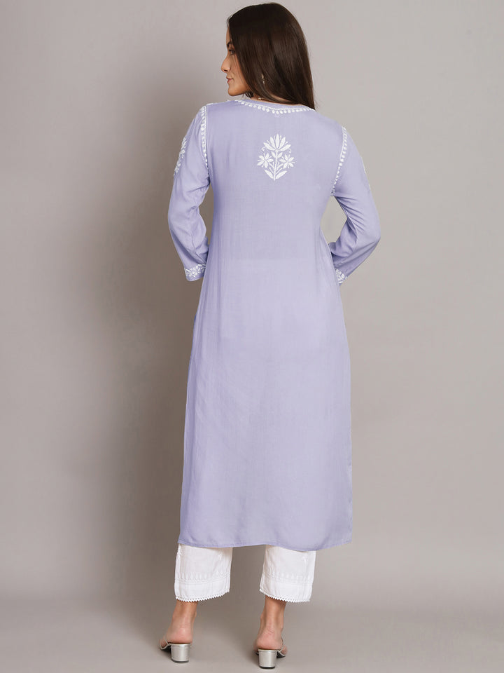 Women Hand Embroidered Chikankari Modal Straight Kurta- PC3659 Mauve