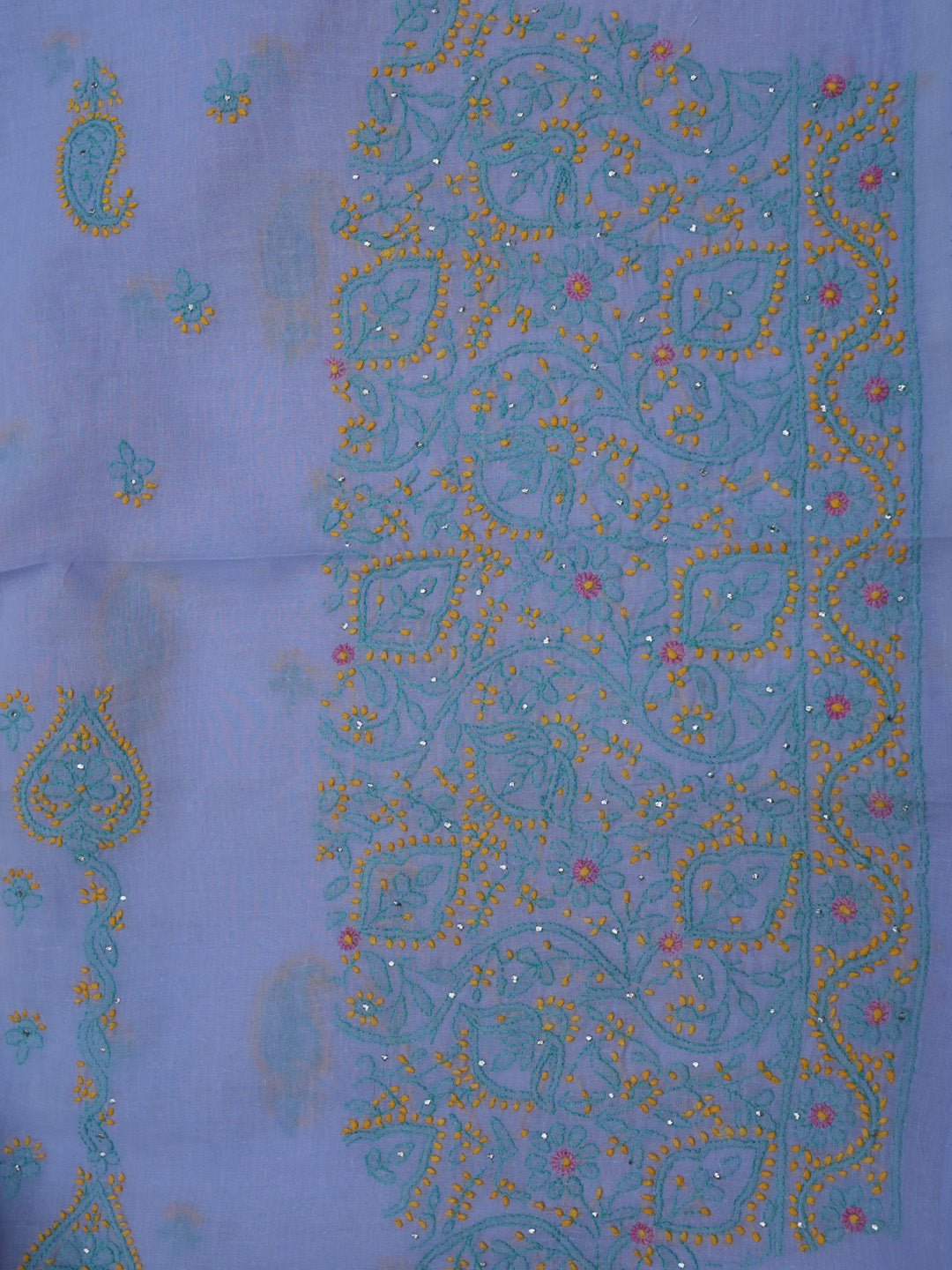 Women Hand Embroidered Chikankari Cotton Dressmaterial PC4120-LAVENDER28