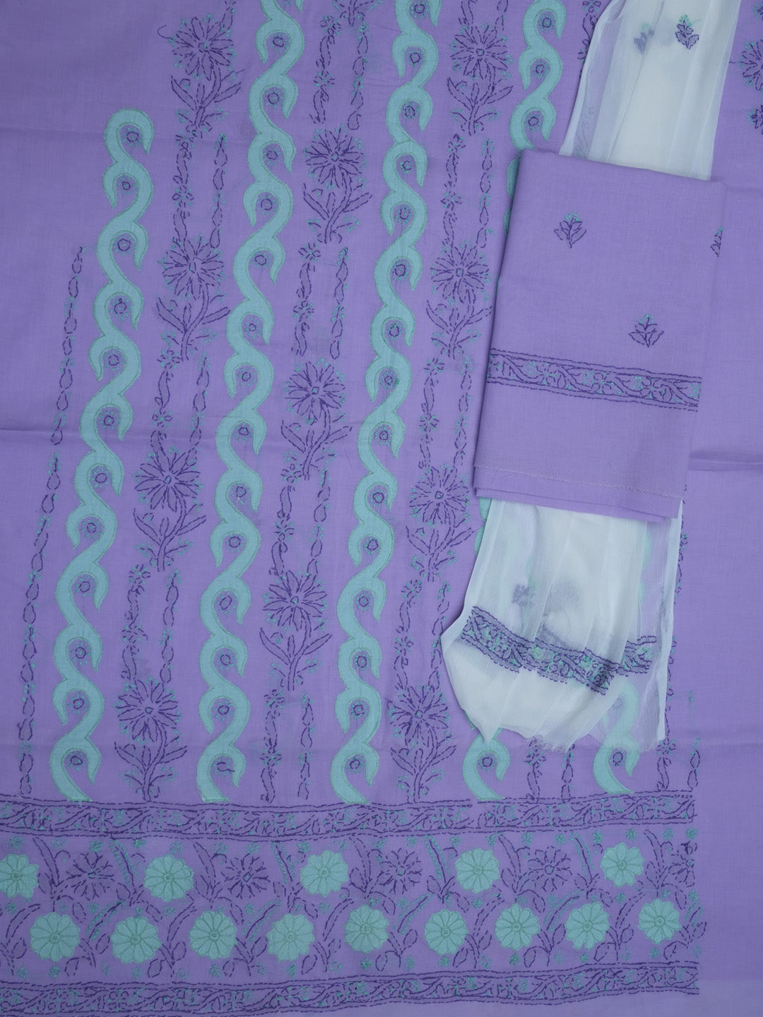 women hand embroidered chikankari cotton dressmaterial PC4120-MAUVE20