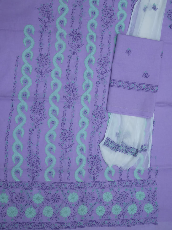 women hand embroidered chikankari cotton dressmaterial PC4120-MAUVE20