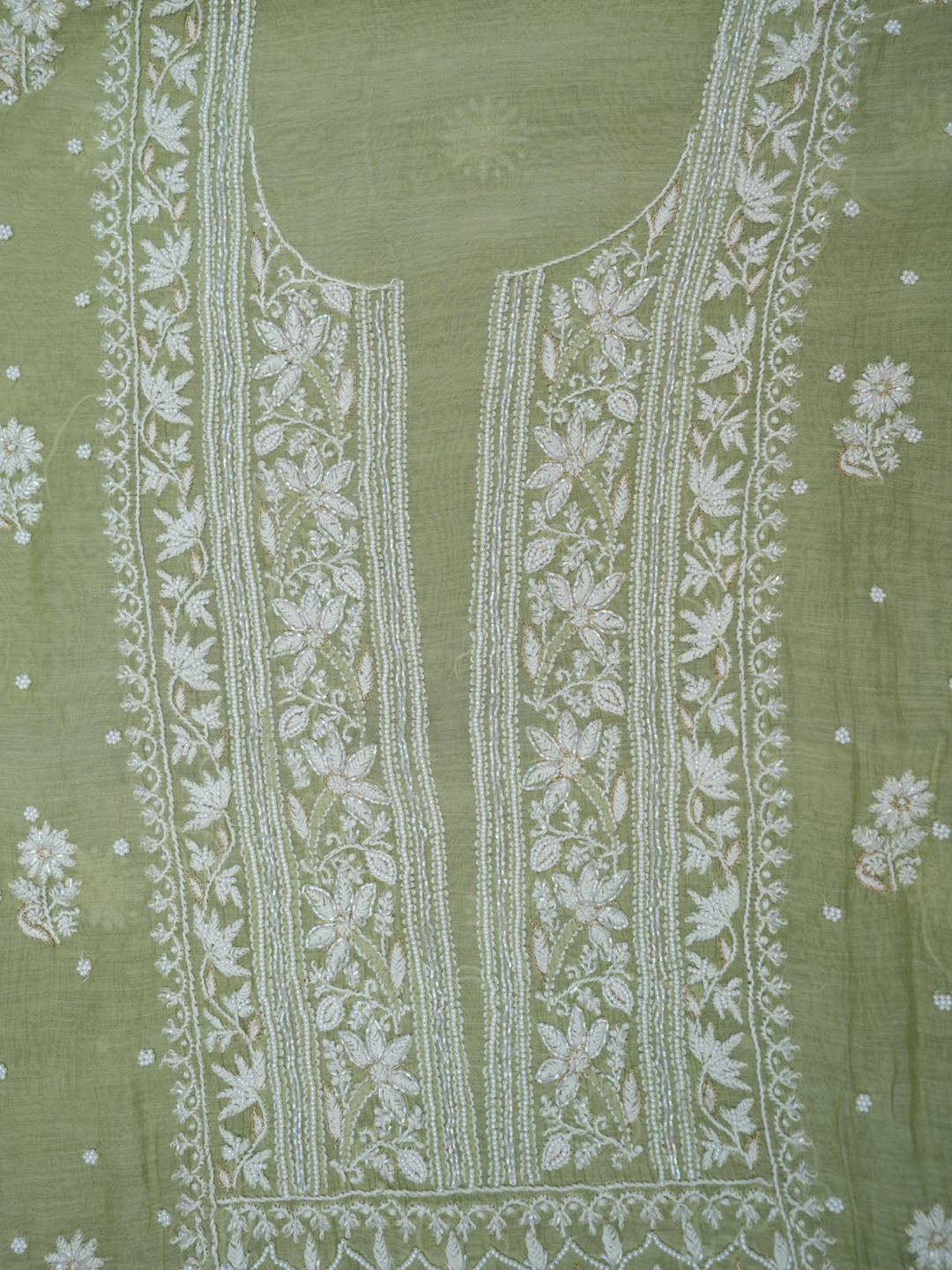 Women Hand Embroidered Chanderi Chikankari Dress Material PCSCA85203FS-PISTAGREEN