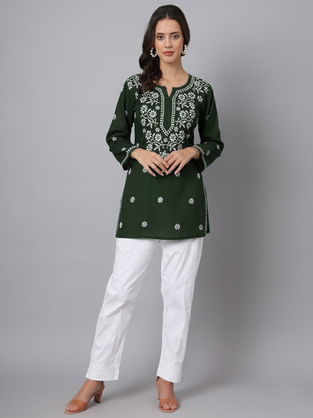 Women Hand Embroidered Chikankari Modal Kurti PC3611