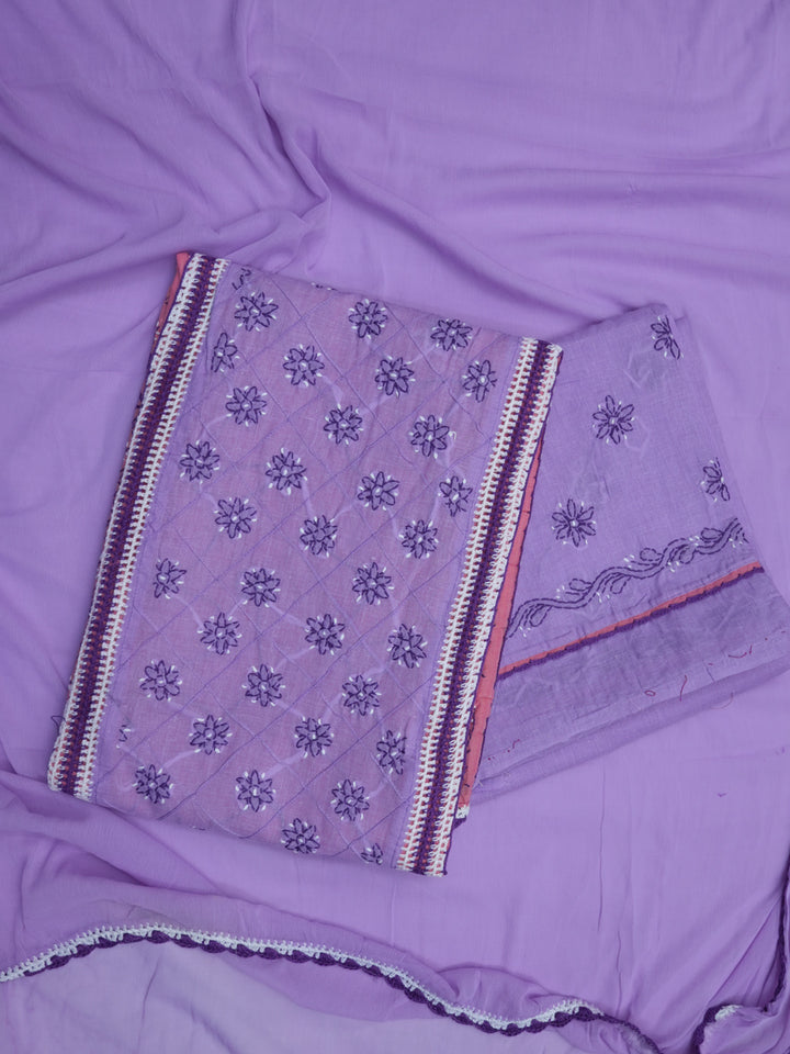 women hand embroidered chikankari cotton dressmaterial PC4120-MAUVE14