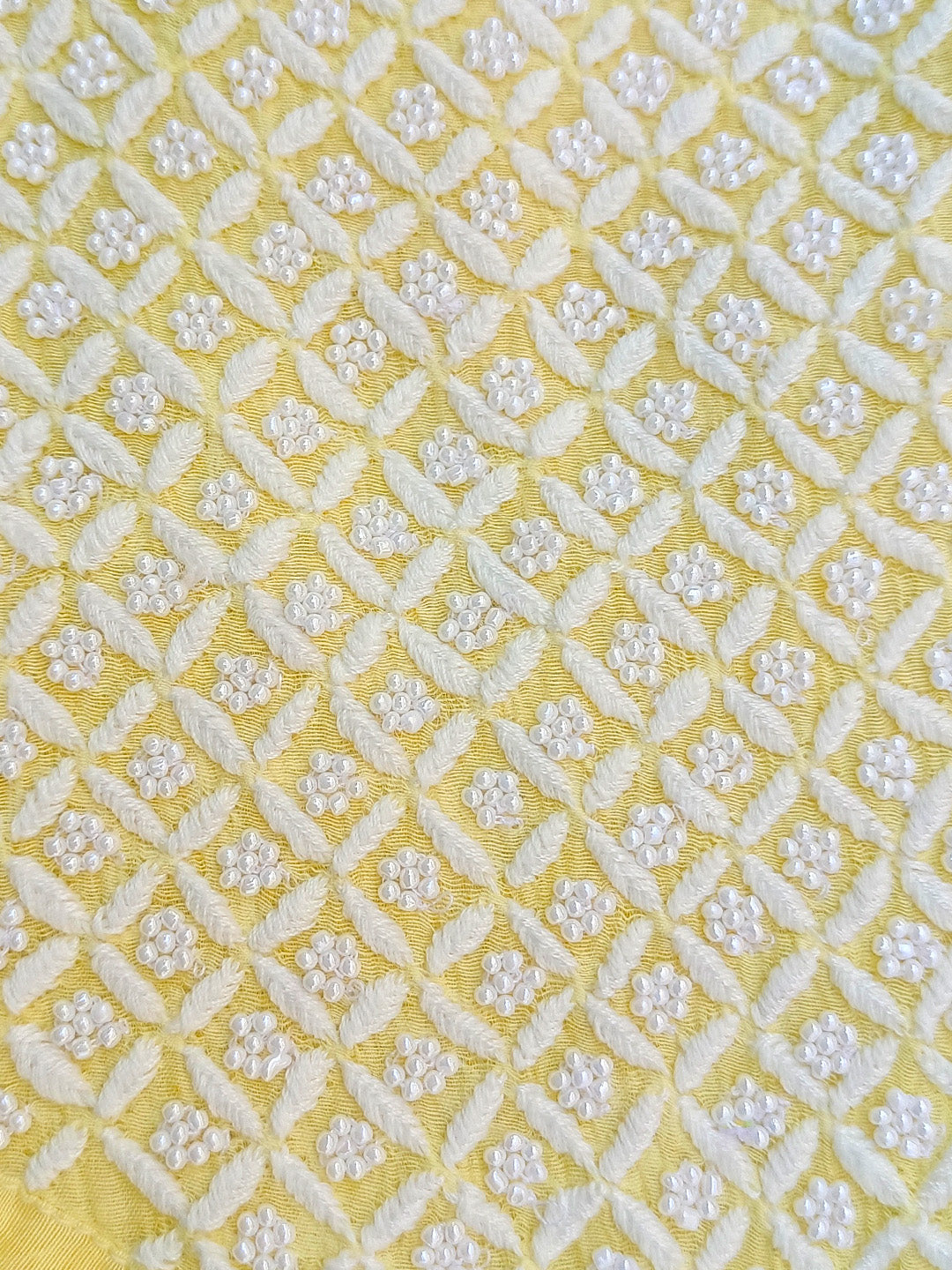 Women Hand Embroidered Chanderi Chikankari Dress Material PCSCA85201FS-YELLOW