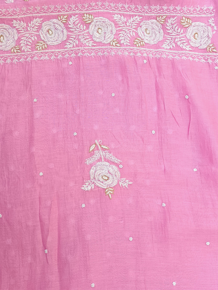 Women Hand Embroidered Chanderi Chikankari Dress Material PCSCA85205FS-PINK