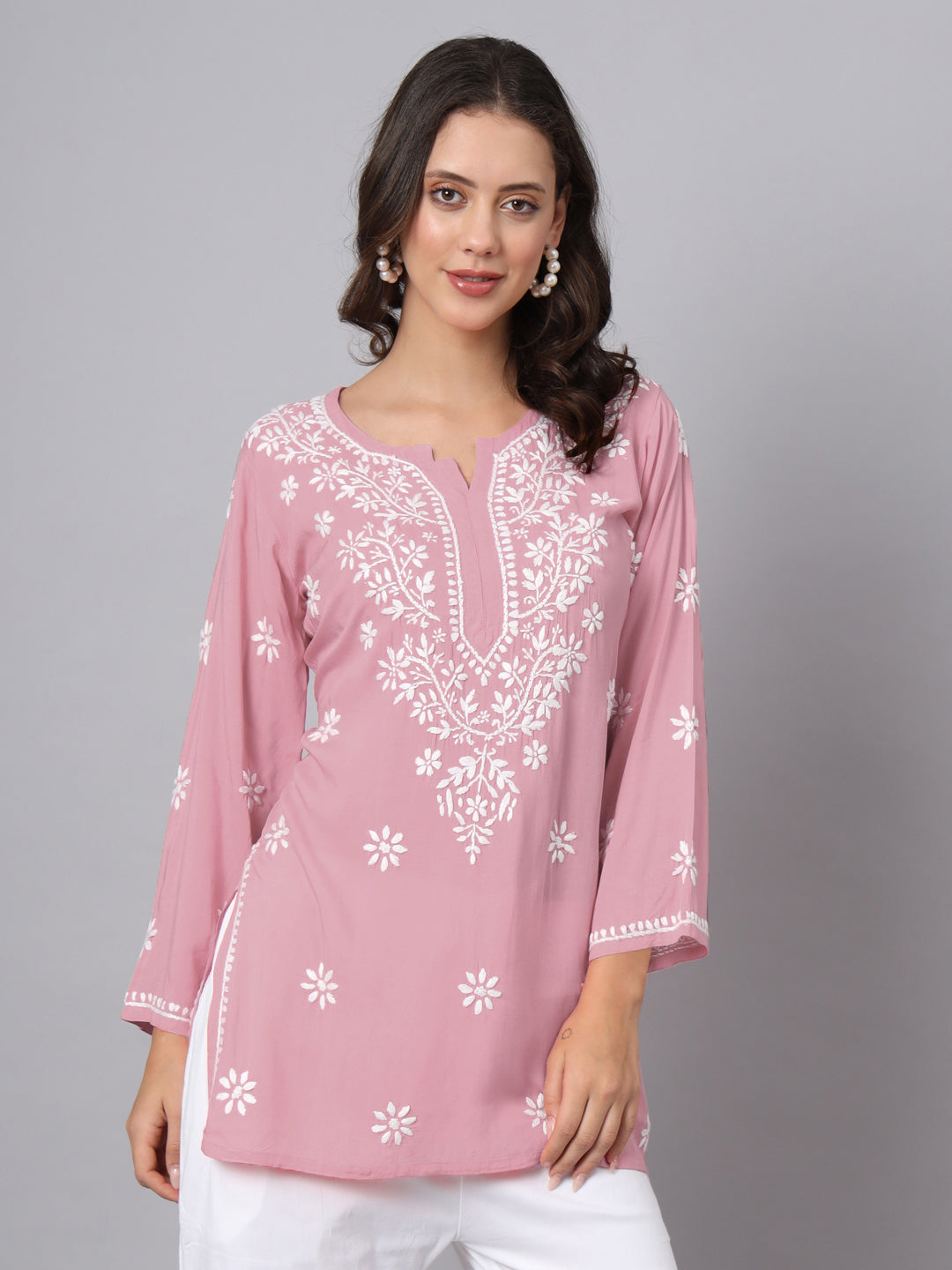 Women Hand Embroidered Chikankari Modal Kurti PC3611