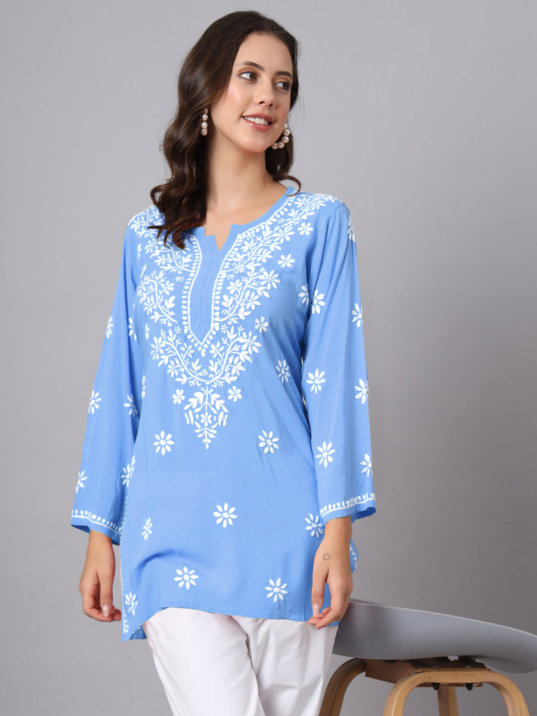 Women Hand Embroidered Chikankari Modal Kurti PC3611