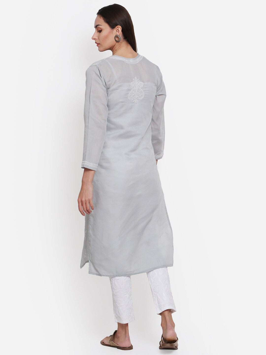 Hand Embroidered Chikankari Cotton Straight Kurta PC3496