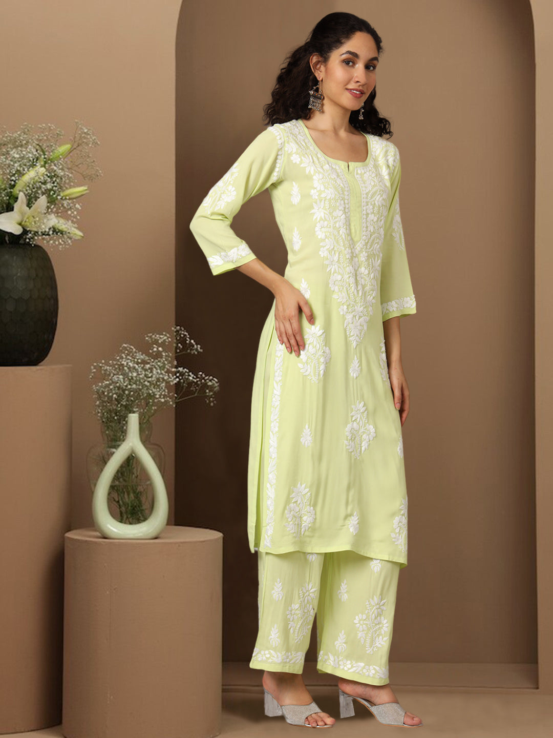 Women Hand Embroidered Chikankari Modal kurta set PC3600KS