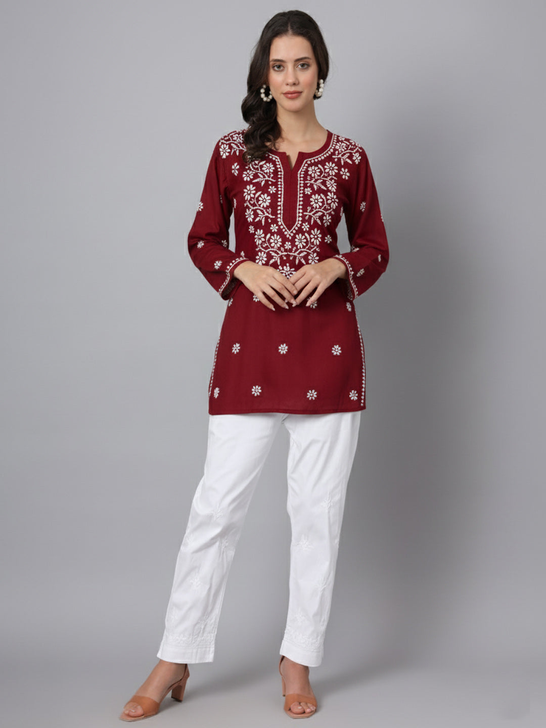 Women Hand Embroidered Chikankari Modal Kurti PC3611
