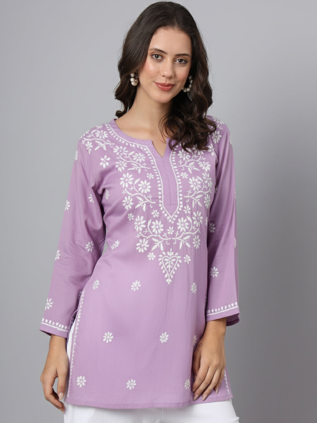 Women Hand Embroidered Chikankari Modal Kurti PC3611
