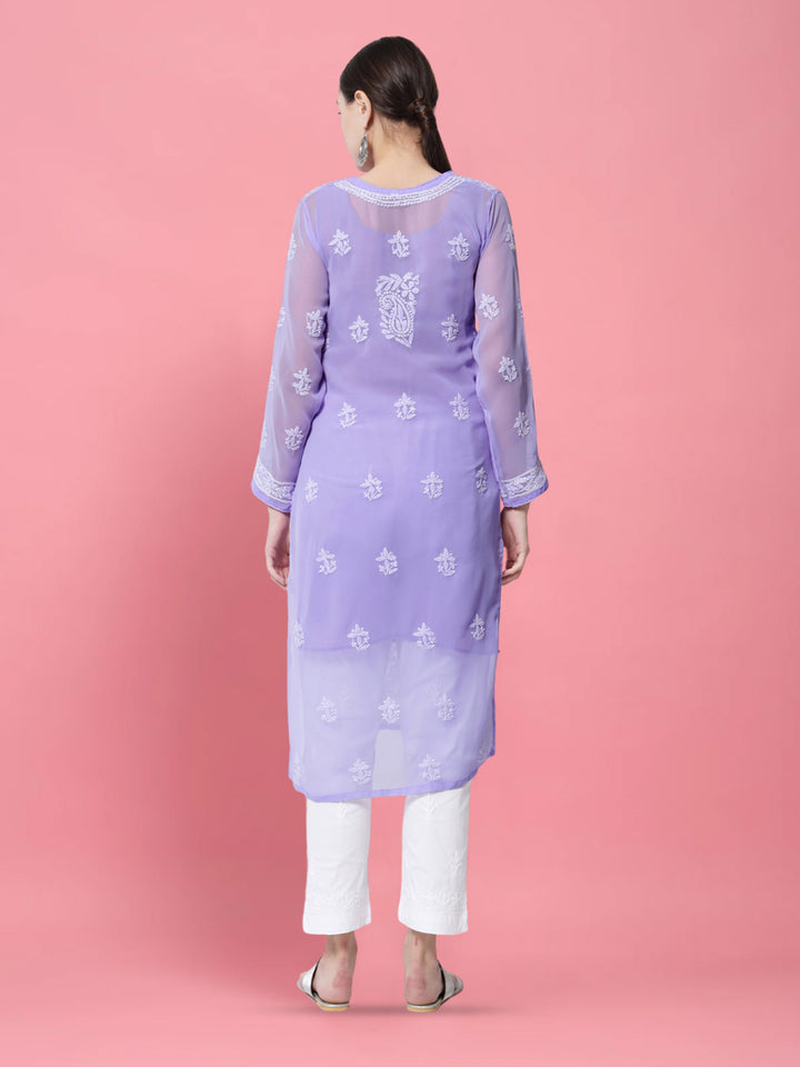 Women Hand Embroidered Chikankari Georgette Straight Kurta with Matching Slip PC3511