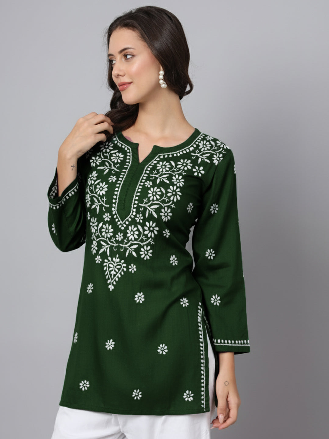 Women Hand Embroidered Chikankari Modal Kurti PC3611