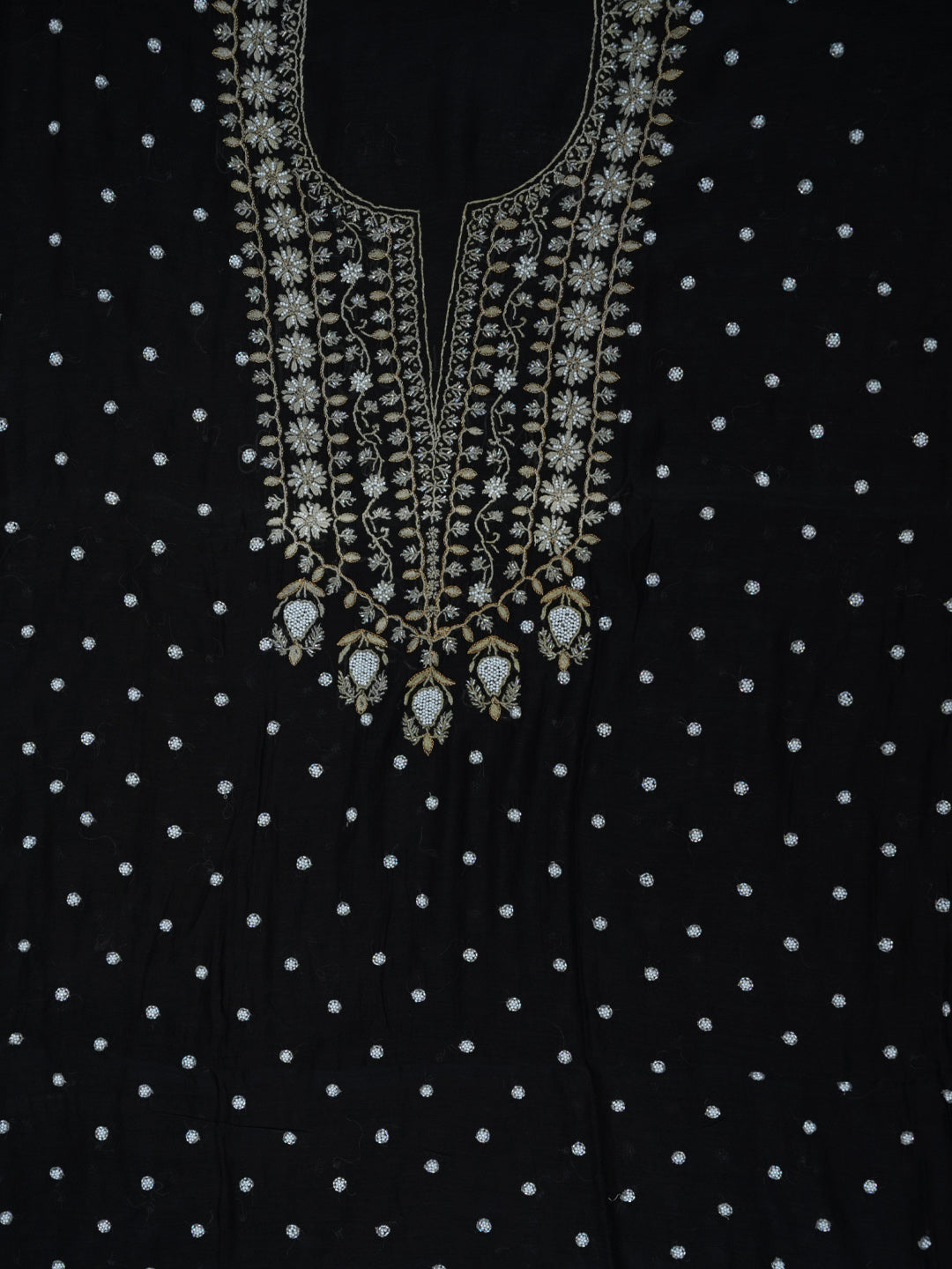 Women Hand Embroidered Chanderi Chikankari Dress Material PCSCA85205FS-BLACK