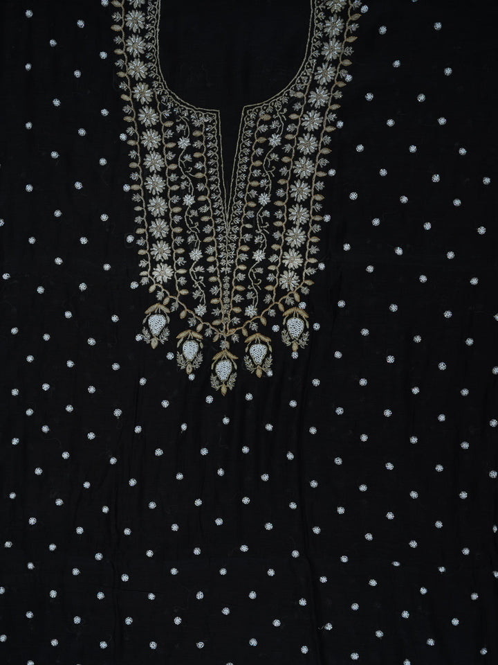Women Hand Embroidered Chanderi Chikankari Dress Material PCSCA85205FS-BLACK