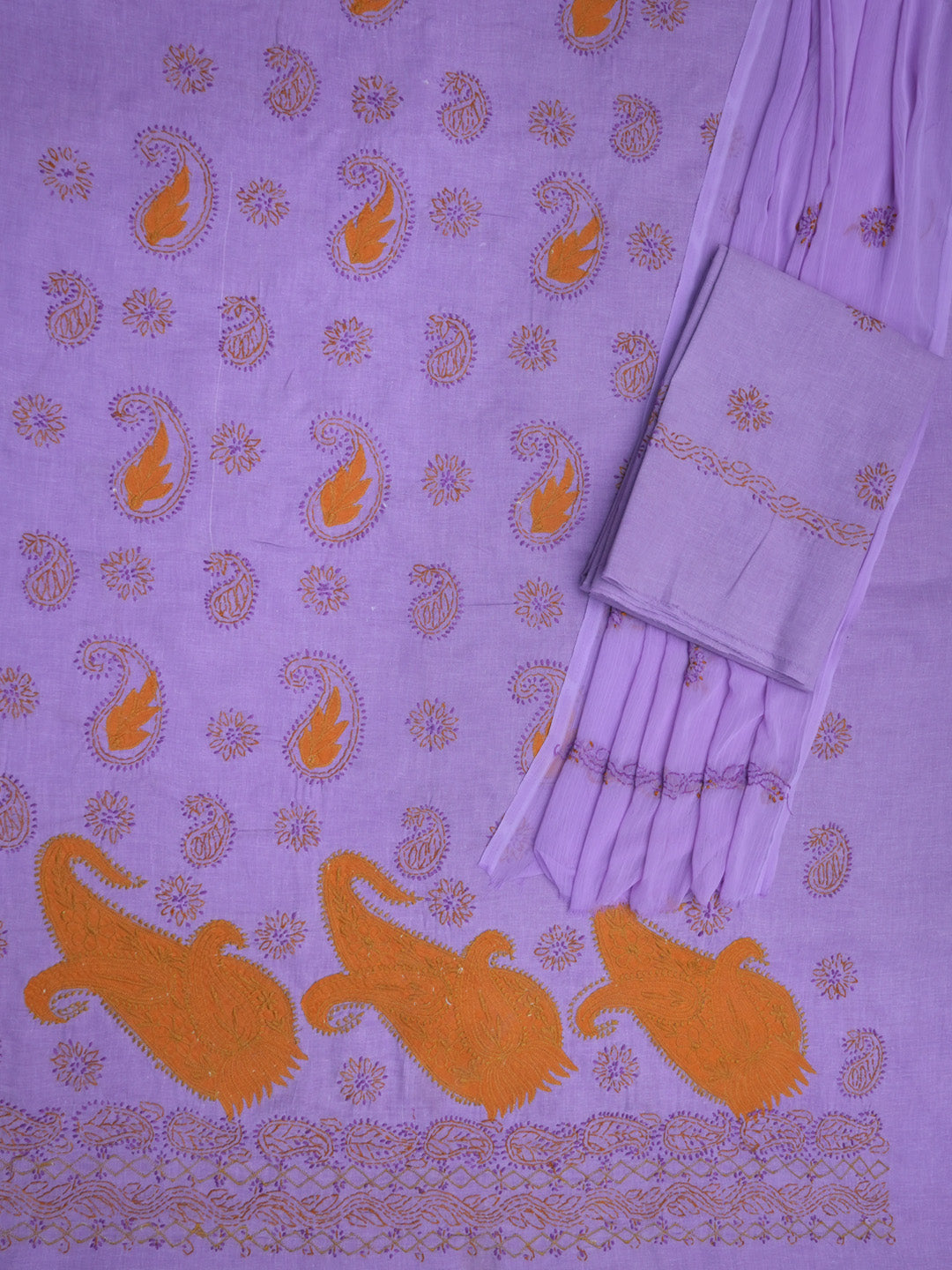 women hand embroidered chikankari cotton dressmaterial PC4120-PURPLE11