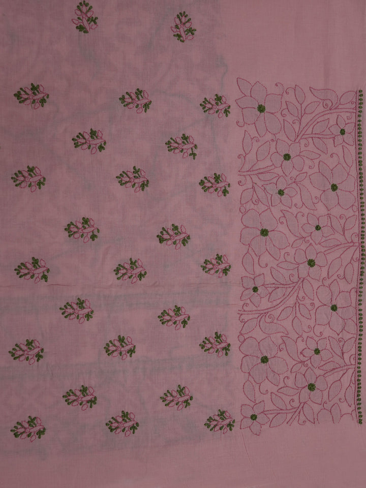 women hand embroidered chikankari cotton dressmaterial PC4120-RUST23