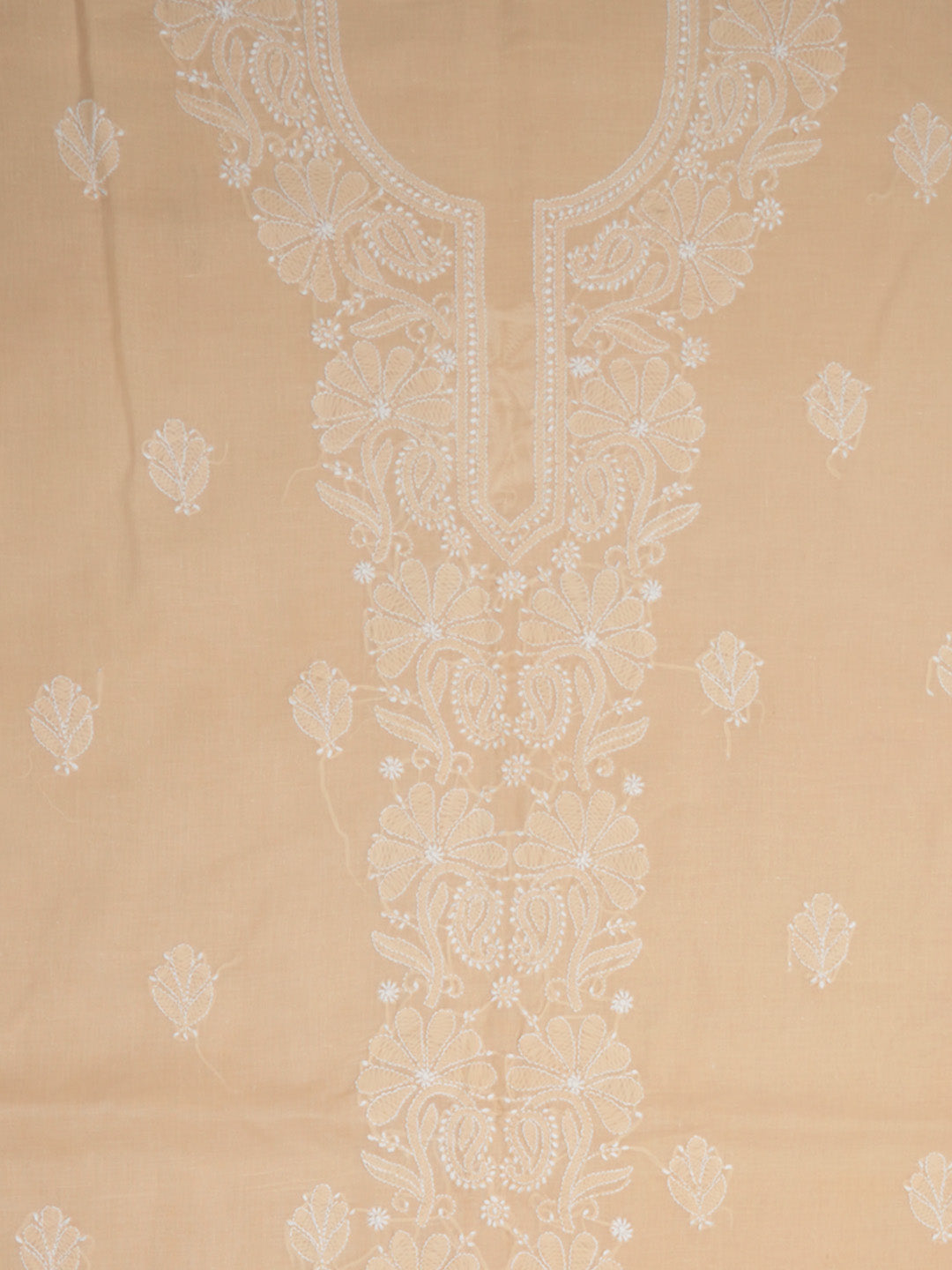 Women Hand Embroidered Cotton Chikankari Dress MaterialPCSCU00104FS-APRICOTPEACH