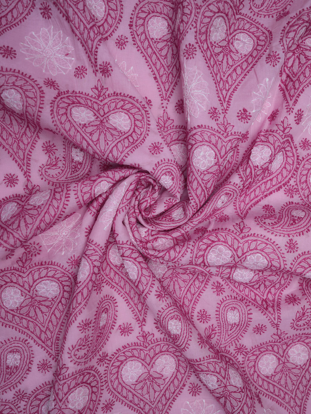 Hand Embroidered Chikankari Cotton Saree PCSAR01 Pink